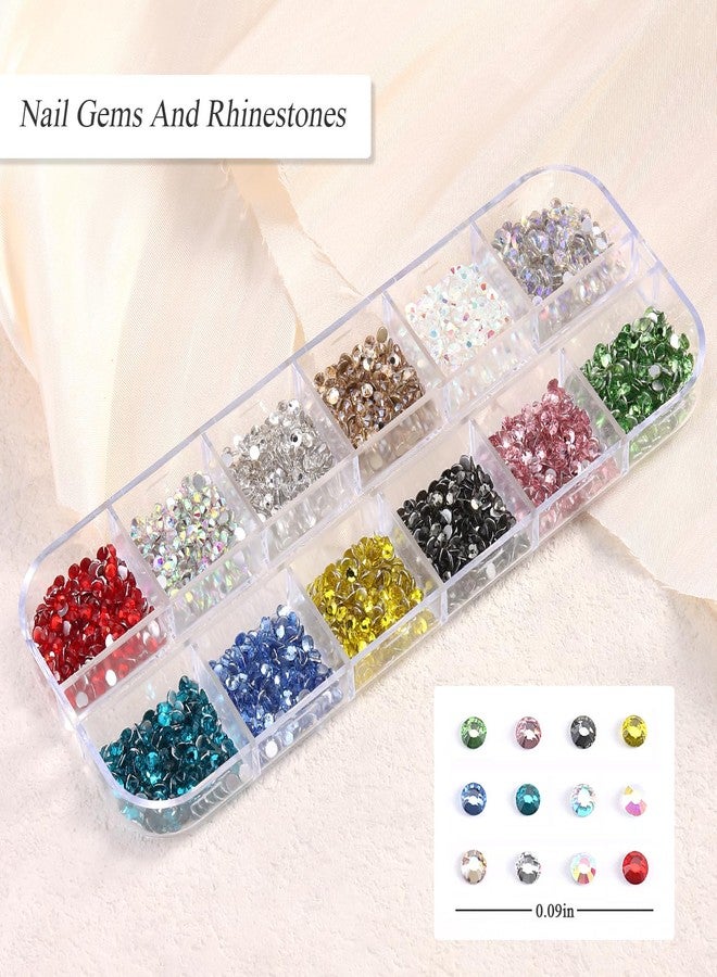 Furtherpretty Nail Gems and Rhinestones Kit, White Nail Pearls Flatback Rhinestones Bedazzling Diamond Rainbow Crystal Jewels,Gold Beads for Nails, Nail Art Accessories Decoration with Picker Tools - Image 2